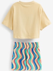 Mehrfarbig/Pastell - Set aus T-Shirt zum Binden vorn und Shorts mit Bügelfalten (3-16 Jahre) - Bild 6 von 6