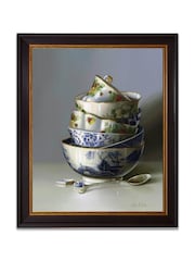 Brookpace Lascelles White Chinese Bowls and Silver Spoon Framed Wall Art - Image 2 of 3