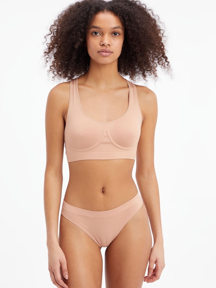 Calvin Klein Cream Bonded Flex Bralette - Image 1 of 4