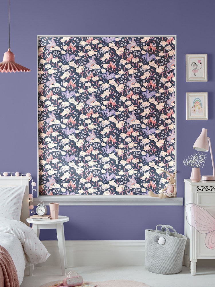 Cath Kidston Blue Kids Unicorn Made To Measure Roman 100% Cotton Blinds - Image 2 of 6