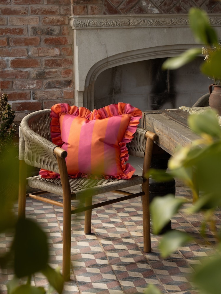 Ellenvale Interiors Pink Outdoor Ruffle Cushion Cover 45 X 45cm - Image 2 of 3 Ellenvale Interiors Pink Outdoor Ruffle Cushion Cover 45 X 45cm - Image 2 of 3