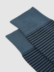 Reiss Airforce Blue/ Navy Mario Stripe Socks - Image 2 of 3