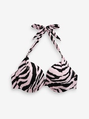 Zebra Padded Wired Halter Bikini Top - Image 5 of 5