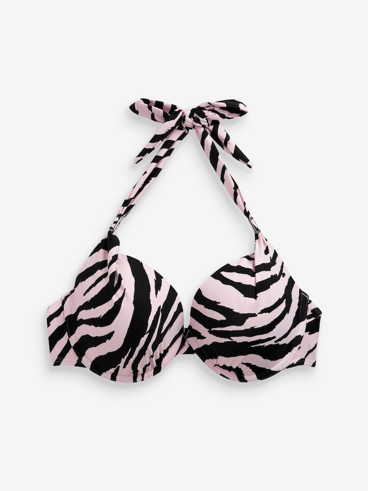 Zebra Padded Wired Halter Bikini Top - Image 5 of 5