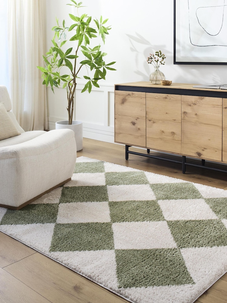 LIVABLISS Green Fossay Washable Shaggy Diamond Rug - Image 1 of 6 LIVABLISS Green Fossay Washable Shaggy Diamond Rug - Image 1 of 6