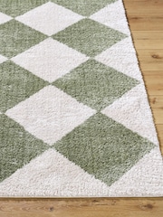 LIVABLISS Green Fossay Washable Shaggy Diamond Rug - Image 2 of 6