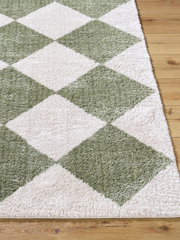 LIVABLISS Green Fossay Washable Shaggy Diamond Rug - Image 2 of 6 LIVABLISS Green Fossay Washable Shaggy Diamond Rug - Image 2 of 6
