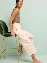 Stone Cream Cotton Rich Cropped Chino Utility Trousers - Image 1 of 6