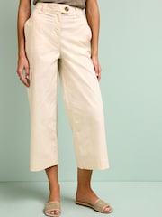 Stone Cream Cotton Rich Cropped Chino Utility Trousers - Image 3 of 6