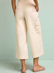 Stone Cream Cotton Rich Cropped Chino Utility Trousers - Image 4 of 6