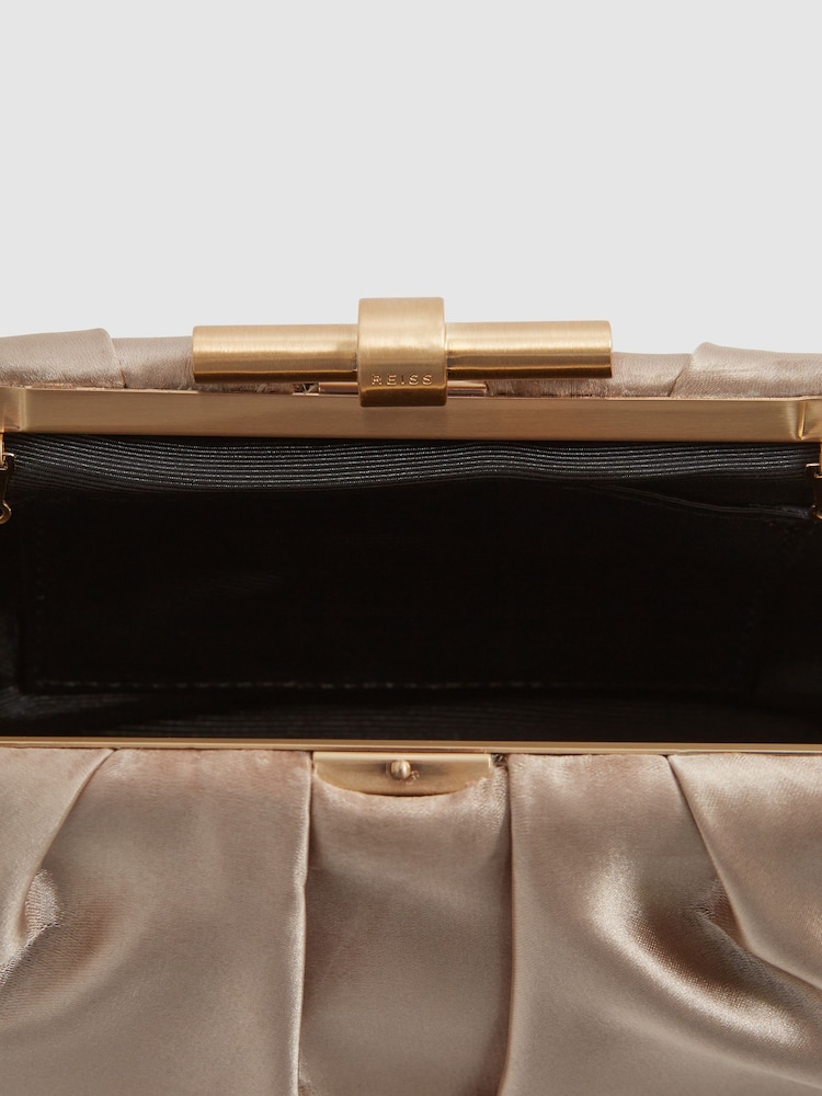 Reiss Taupe Adaline Satin Satin Clutch Bag - Image 7 of 8