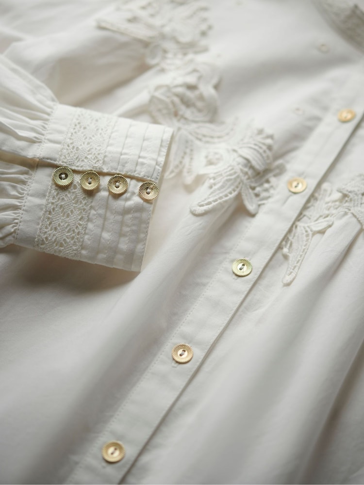 Another Sunday Long Sleeved Blouse With Lace Detail - Image 6 of 6
