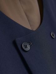 River Island Blue Big & Tall Twill Skinny Fit Waistcoat - Image 6 of 6