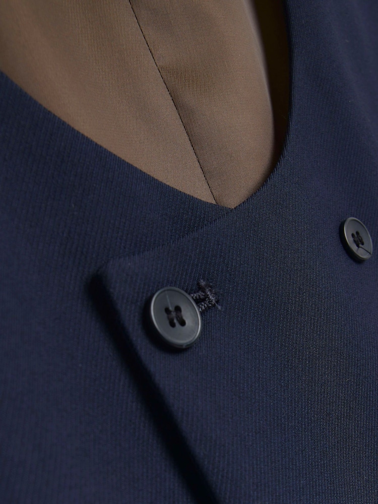 River Island Blue Big & Tall Twill Skinny Fit Waistcoat - Image 6 of 6