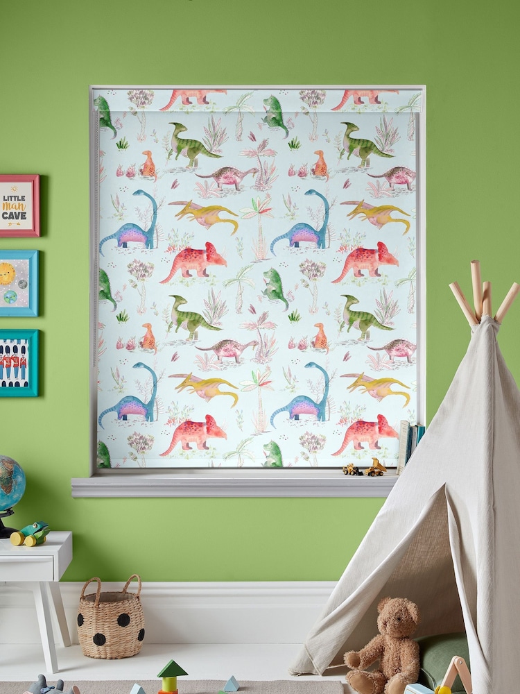 Voyage Dusk Blue Blackout Dinos Made To Measure Roller Blind - Image 2 of 6