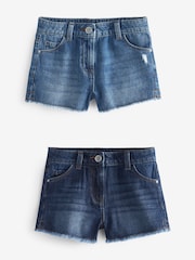 Blue Denim 2 Pack Regular Length 100% Cotton Frayed Edge Shorts (3-16yrs) - Image 2 of 4