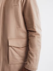 Reiss Cream Mandarin Zip Through Cashmere Coat - Image 4 of 7