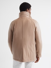 Reiss Cream Mandarin Zip Through Cashmere Coat - Image 5 of 7