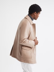 Reiss Cream Mandarin Zip Through Cashmere Coat - Image 6 of 7
