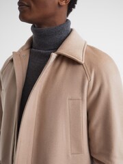 Reiss Cream Mandarin Zip Through Cashmere Coat - Image 7 of 7