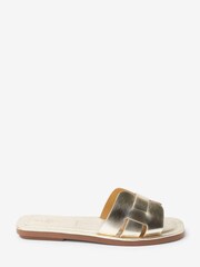 Gold Regular/Wide Fit Forever Comfort® Leather Mule Flat Sandals - Image 3 of 6