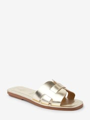 Gold Regular/Wide Fit Forever Comfort® Leather Mule Flat Sandals - Image 4 of 6