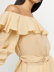 River Island Beige Frill Bardot Top - Image 1 of 4