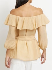 River Island Beige Frill Bardot Top - Image 3 of 4