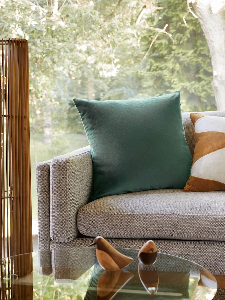 Teal Blue 59 x 59cm Matte Velvet Cushion - Image 1 of 6