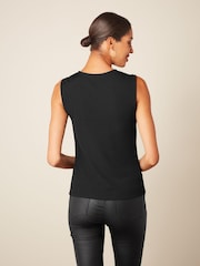 Black V-Neck Wide Strap Vest Top - Image 2 of 4