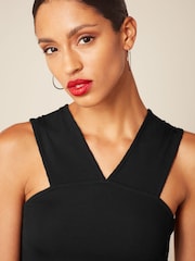 Black V-Neck Wide Strap Vest Top - Image 3 of 4