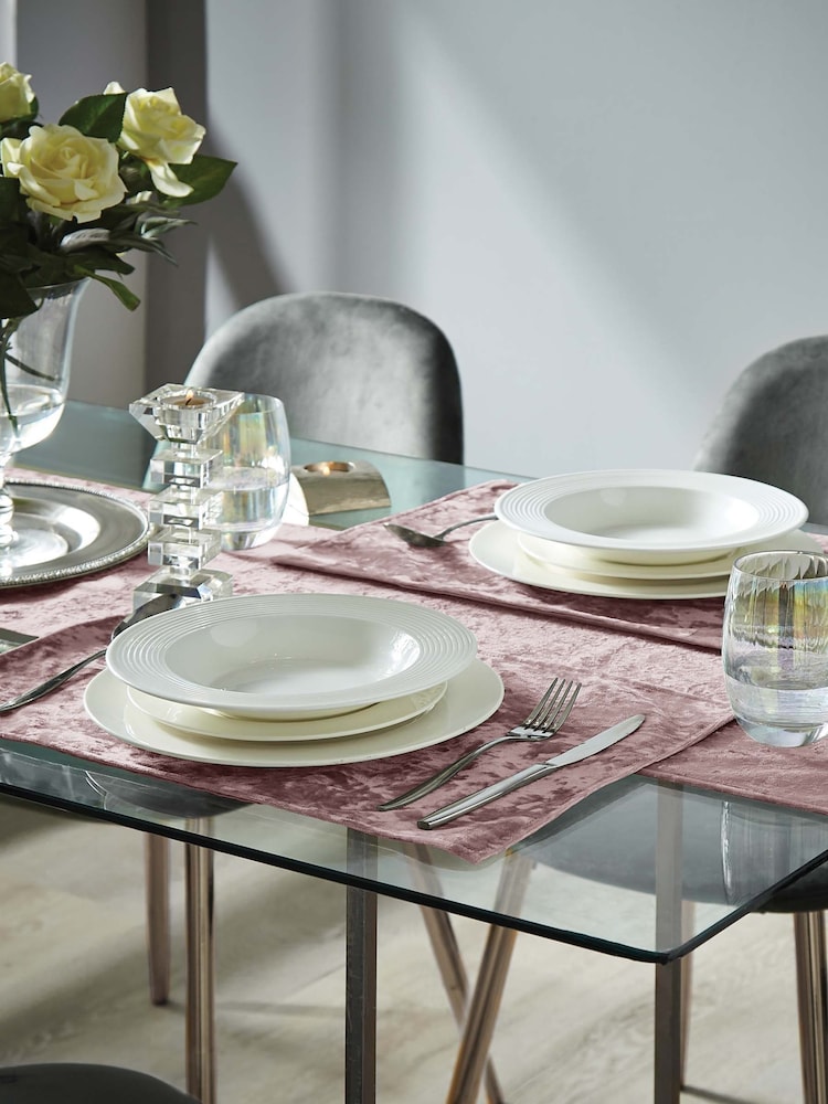 Catherine Lansfield 4 Pack Pink Crushed Velvet Placemats - Image 1 of 3
