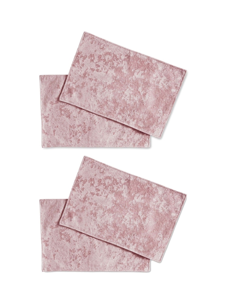 Catherine Lansfield 4 Pack Pink Crushed Velvet Placemats - Image 3 of 3