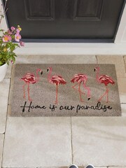 Grey Flamingo Slogan Doormat - Image 1 of 3