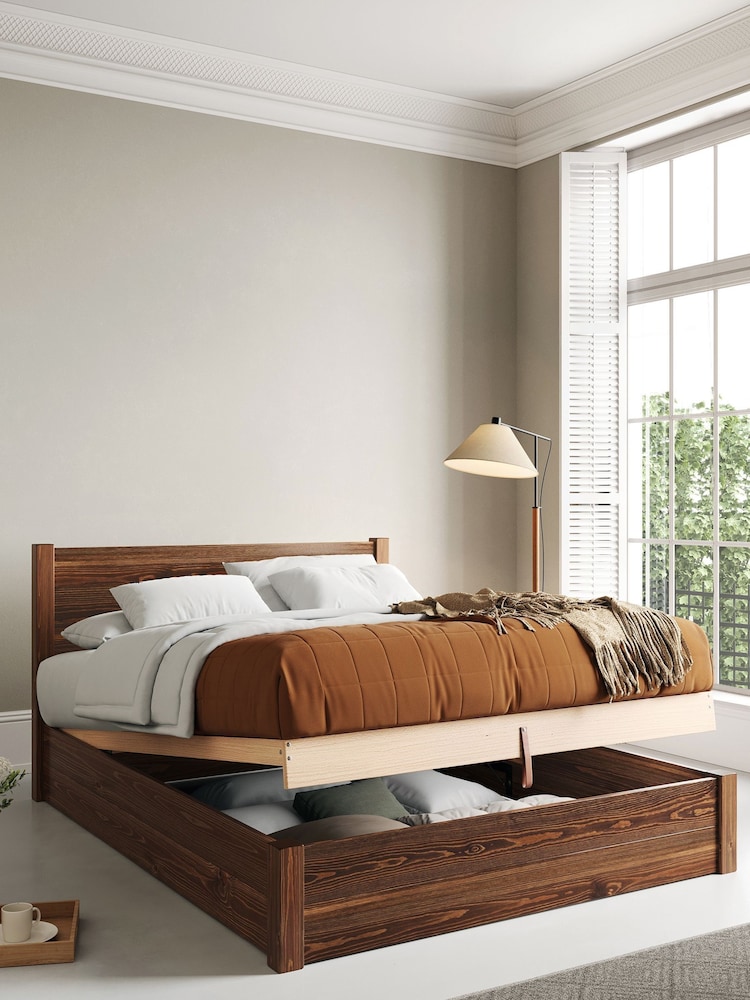 Get Laid Beds Coffee Bean Ottoman Storage Square Leg Solid Wood Bed - Image 1 of 2