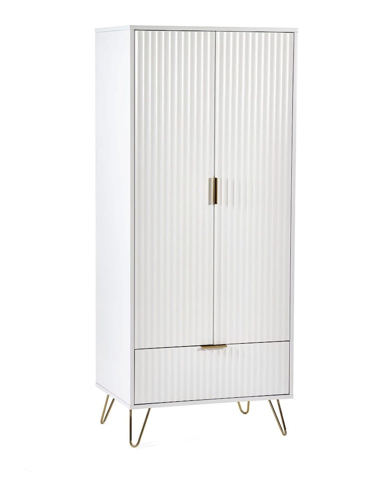 Julian Bowen White Double 1 Drawer Wardrobe - Image 2 of 4