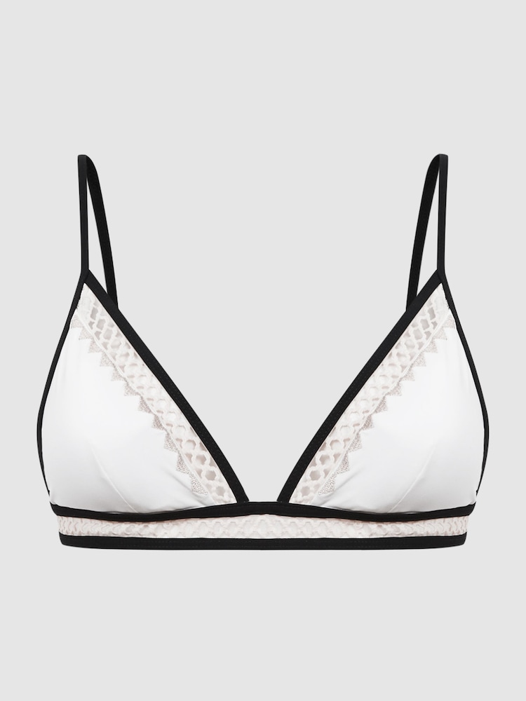 Reiss White/Neutral Sadie Fixed Triangle Lattice Bikini Top - Image 2 of 4