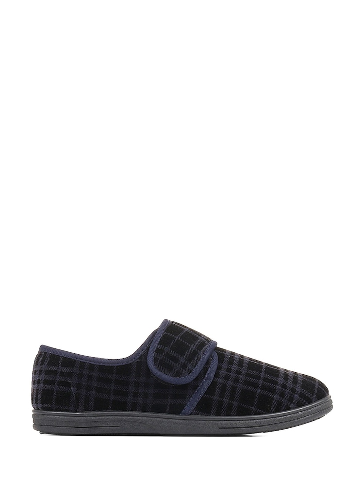 Pavers Blue Cosy Tartan Slippers - Image 1 of 5
