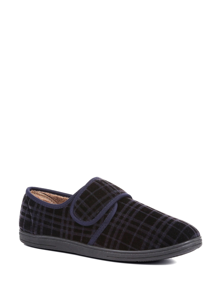 Pavers Blue Cosy Tartan Slippers - Image 2 of 5