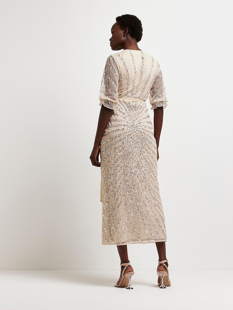 River Island Pink Wrap Front Maxi Dress - Image 2 of 4 River Island Pink Wrap Front Maxi Dress - Image 2 of 4