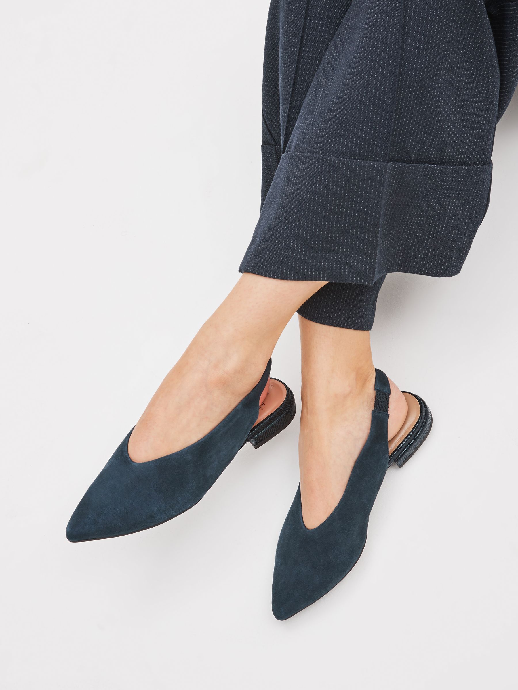 Buy Navy Blue Forever Comfort Leather Flat Slingbacks from Next Lithuania