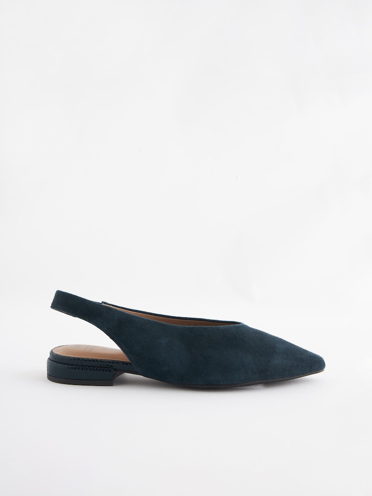 Tmavě modré - Kožené boty bez podpatku s otevřenou patou Forever Comfort® - Image 3 of 6