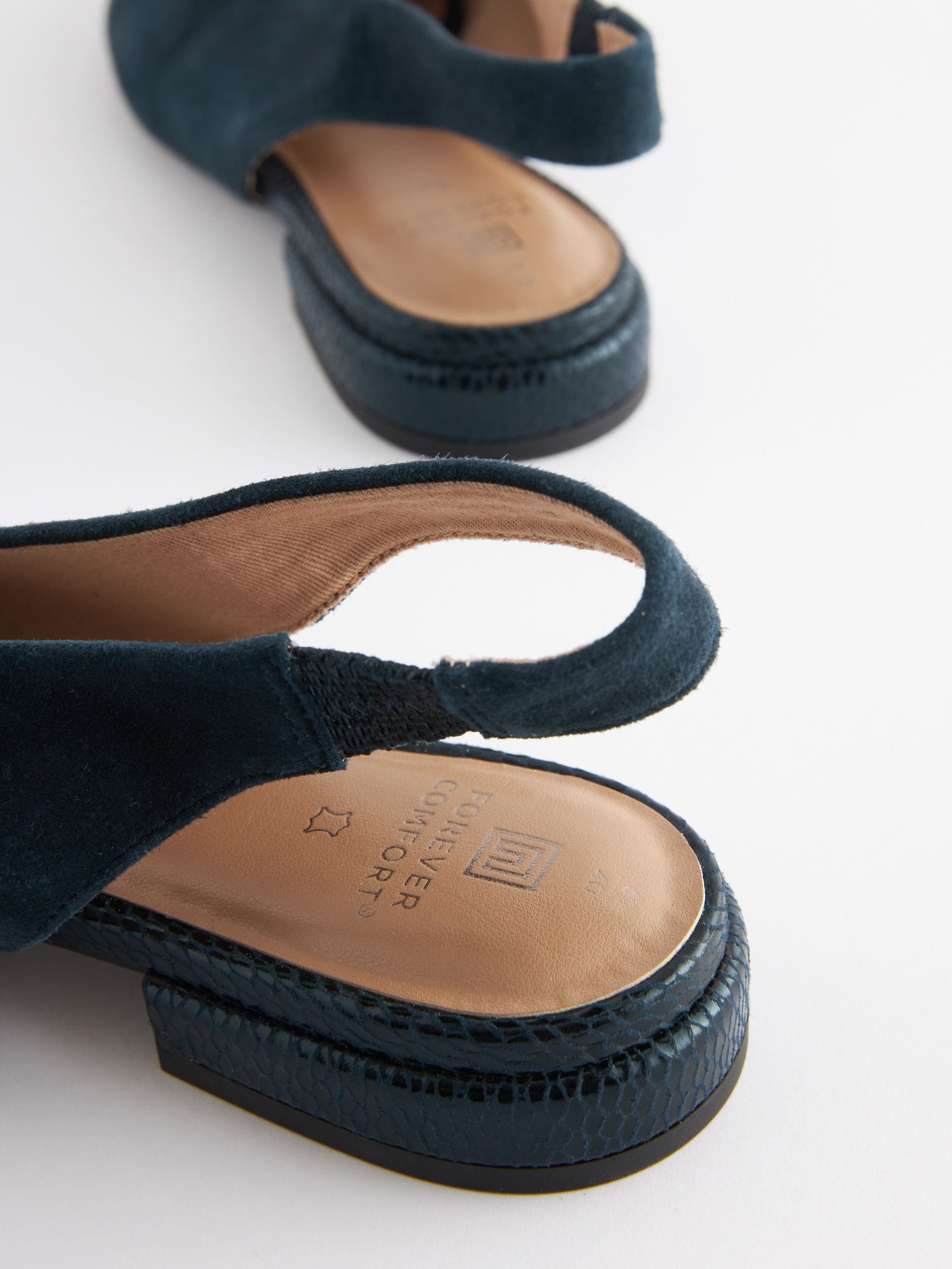 Buy Navy Blue Forever Comfort Leather Flat Slingbacks from Next Lithuania