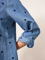 White Stuff Blue Eva Embroidered Denim Tunic - Image 3 of 6