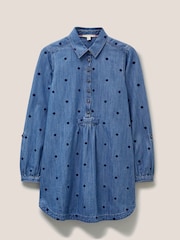 White Stuff Blue Eva Embroidered Denim Tunic - Image 4 of 6