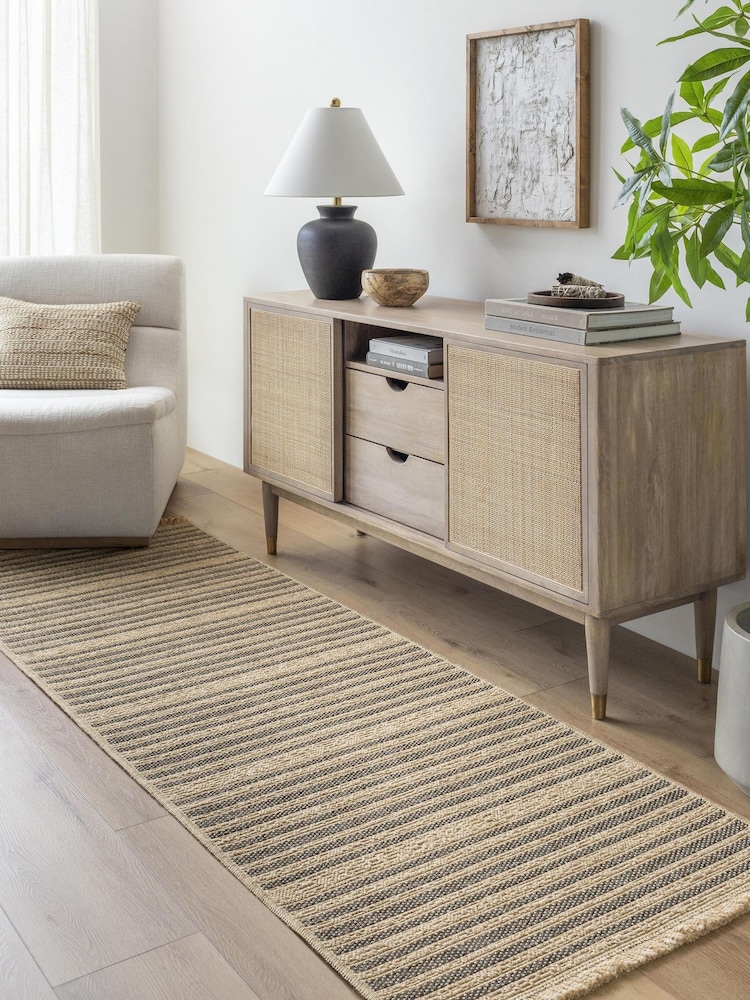 LIVABLISS Brown Indoor / Outdoor Mirage Cottage Fringe Jute Look Runner - Image 1 of 6
