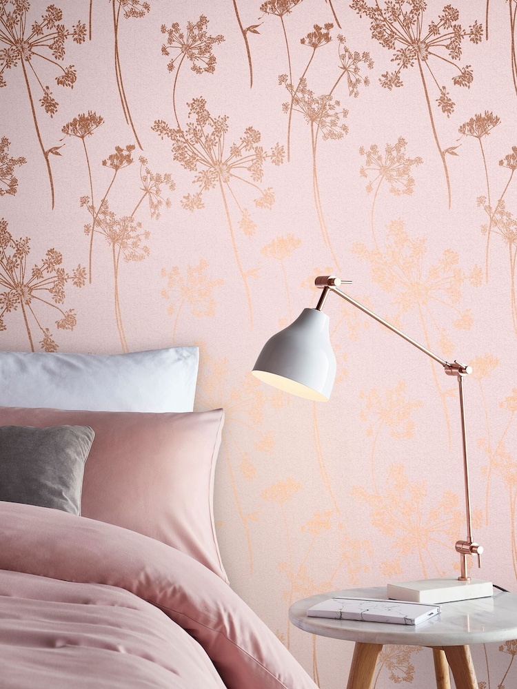 Graham & Brown Pink Anthriscus Blush 10M Wallpaper - Image 1 of 3 Graham & Brown Pink Anthriscus Blush 10M Wallpaper - Image 1 of 3