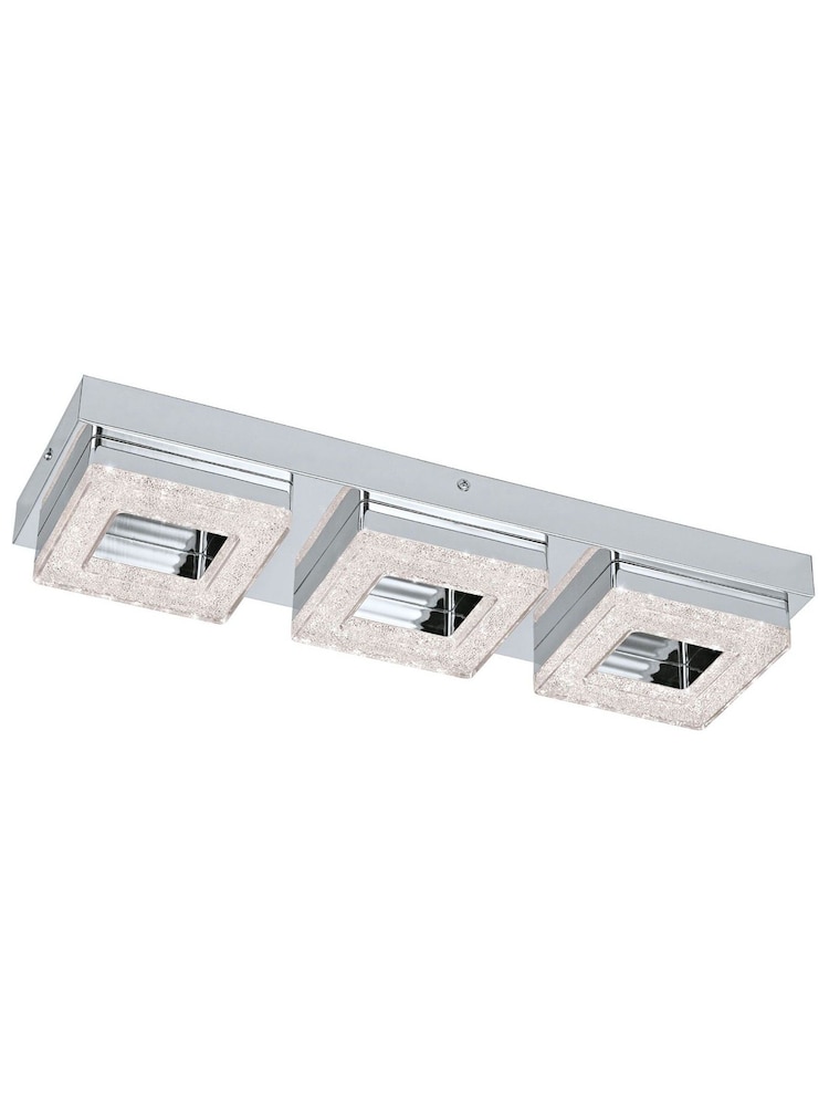 Eglo Silver Fradelo 3 Light LED Square Chrome And Crystal Ceiling Light - Image 2 of 3