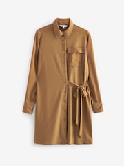 Hellbraun - Durchgeknöpftes Mini-Hemdkleid, langärmelig - Bild 5 von 5