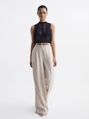 Blusa sin mangas transparente de rayas Emery de Reiss - Imagen 3 de 7